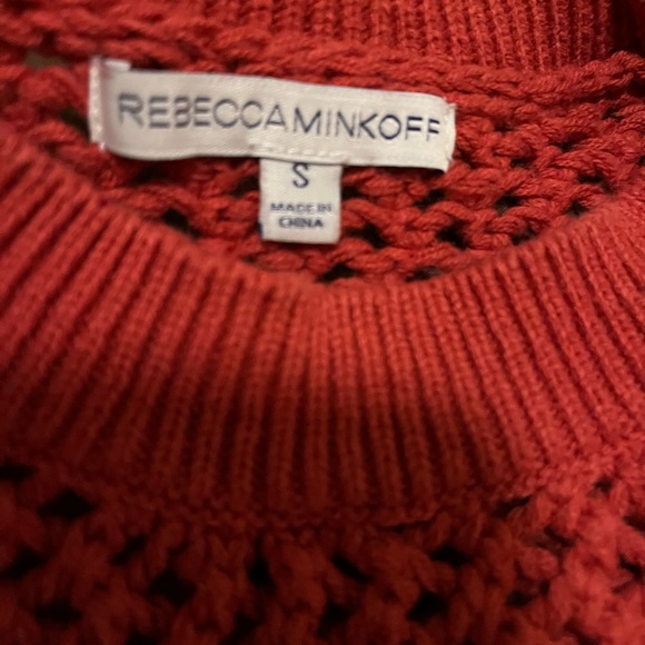 REBECCA MINKOFF Bianca Netted Terracotta long puff sleeve Sweater Small - Picture 11 of 13